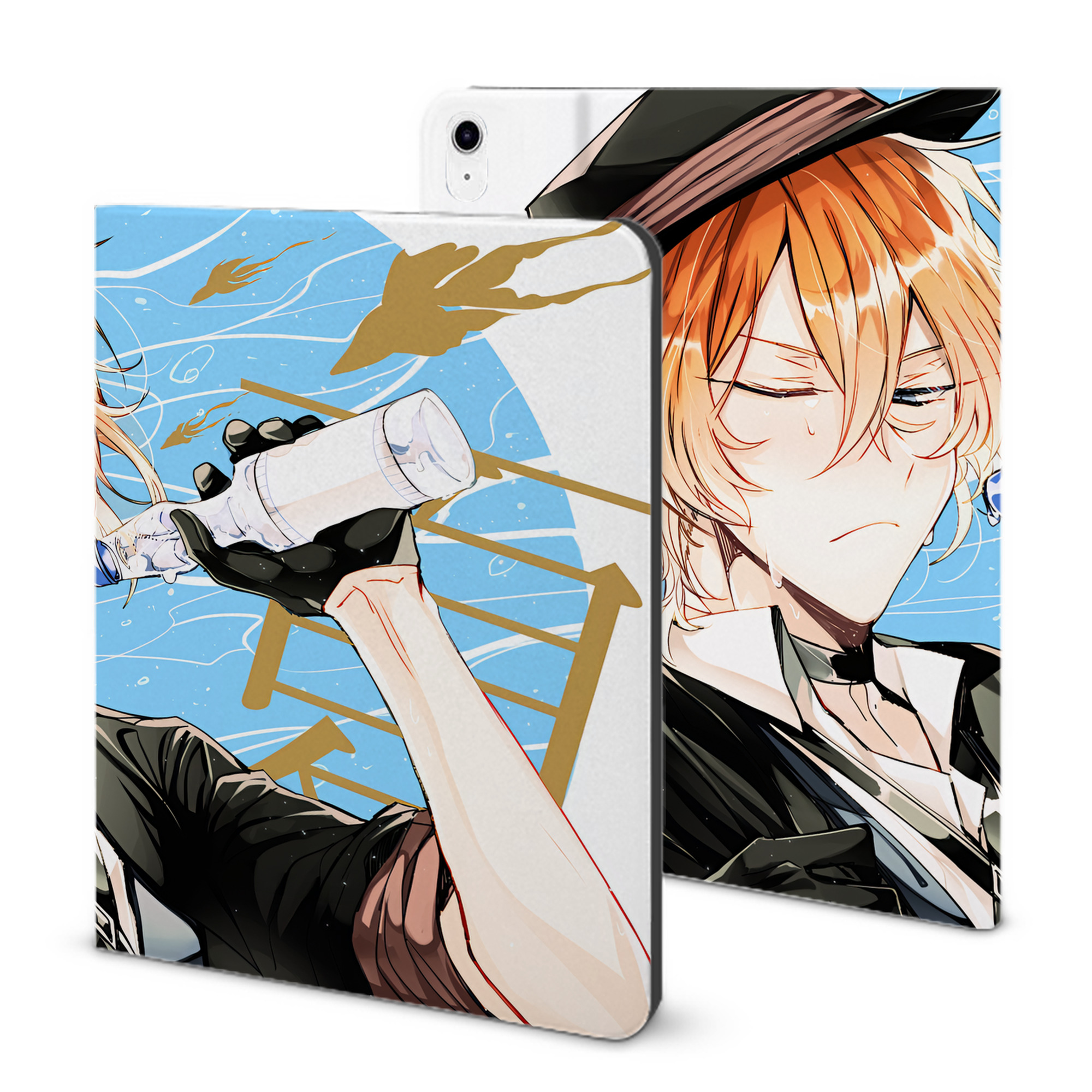 （画像用） 文豪ストレイドッグス Bungo Stray Dogs IPad ケース ブック型 PUレザー TPU 耐衝撃 軽量 薄型 ペン収納なし 全面保護 IPad 各モデル対応